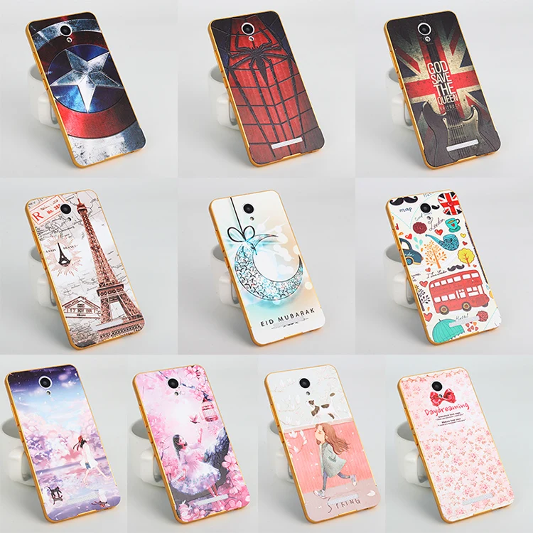 

Phone case for Xiaomi Redmi Note 2 metal frame relief back cover ultra-thin personalized creative mobile phone shell.