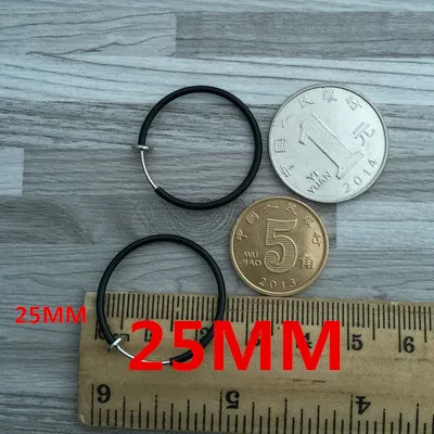 black 25MM Клипсы для ушей, без пирсинга, серьги для женщин, мужчин, сестер, большие, круглые, без отверстий, яркие, серебряные, черные, классические, милые, модные ювелирные изделия - Окраска металла: black 25MM