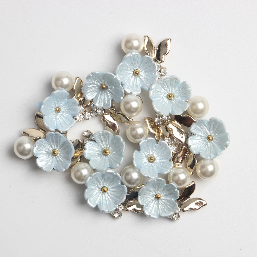 10pcs Gold Plated Flower Buttons Flatback Pearl Embellishment for Handmade Flower Wedding Decoration DIY Headbands Hair Bows