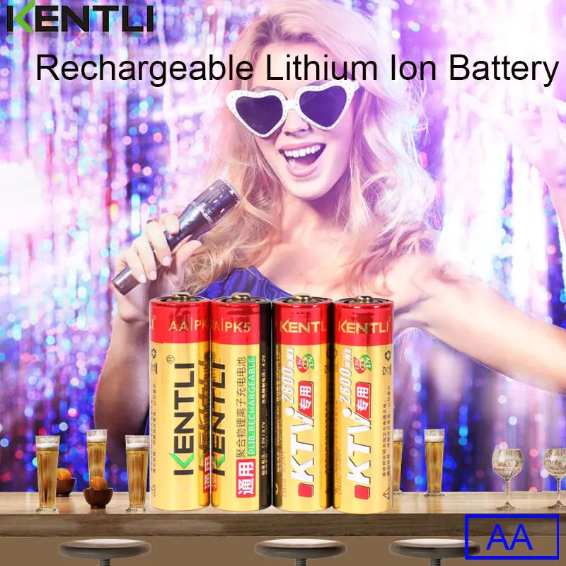 8 шт. KENTLI 1 5 В AA PK5 2800mWh Аккумуляторная Литиевая литий ионная батарея + 4 слота