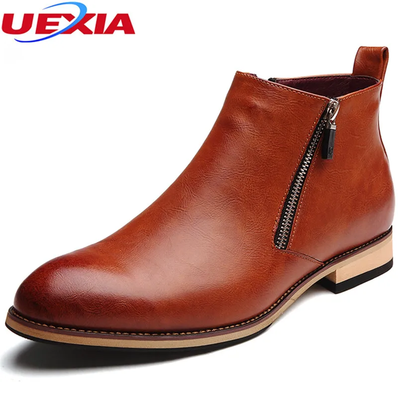 baratas Separação da vaca Botas De Couro Homens Sapatos Oxfords Calçados de Alta Qualidade Zipper Partido Negócios Vestido Formal Outono Tornozelo Botas Dos Homens Adultos