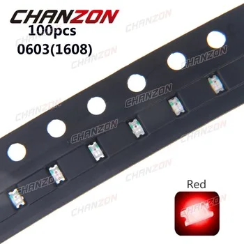 100pcs 0603 (1608) SMD LED Bead Red LED Light Emitting Diode Lamp SMD Chip Bulb 2V Surface Mount Electronics Components for PCB