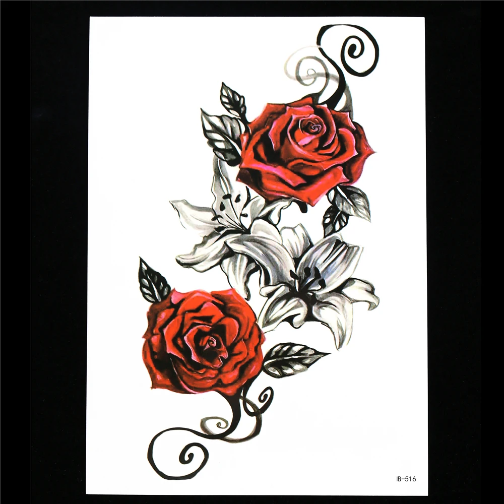 072 30 De Réduction1 Pièce Bricolage Corps Bras Art Tatouage Femmes Hommes Décalcomanie Hb516 Rose Fleurs Image Design Temporaire Tatouage