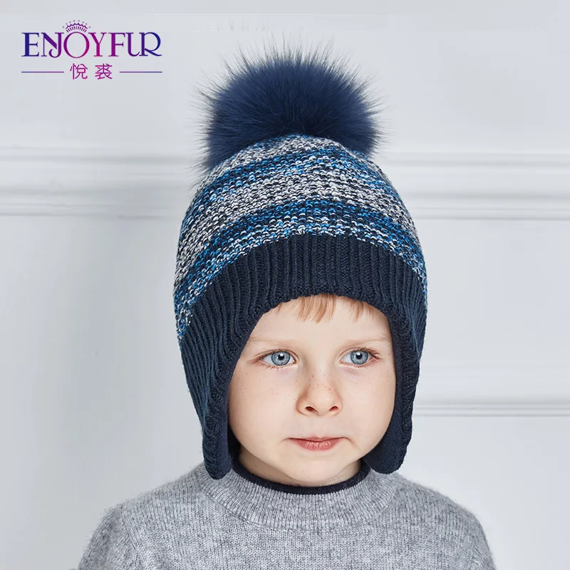 ENJOYFUR Winter Hats For Children Thick Warm Caps With Pom Poms Good Quality Kids Hat Boys |