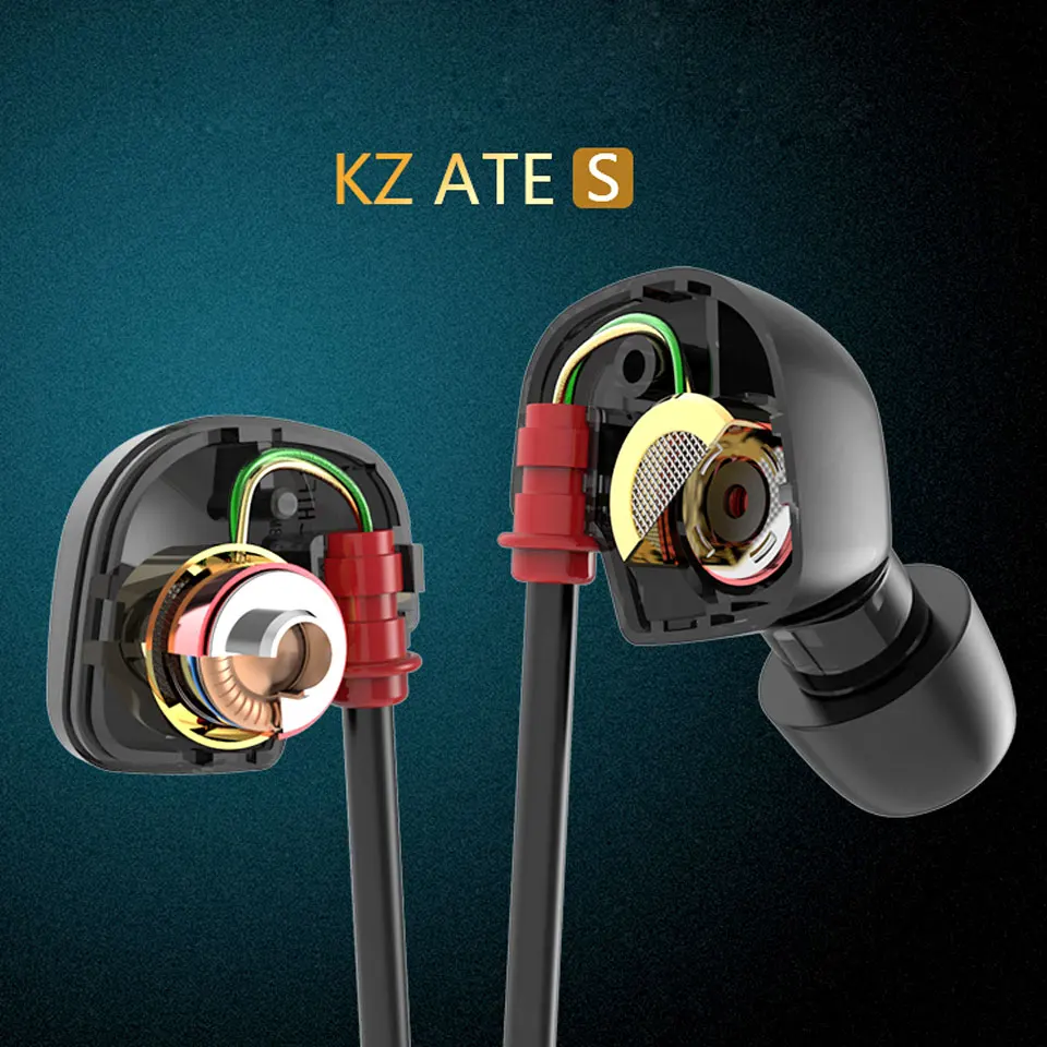 

KZ ATE S Copper Driver HiFi Sport Headphones Noise Cancelling In Ear Buds Earphone For iPhone Samung Htc Running With Microphone