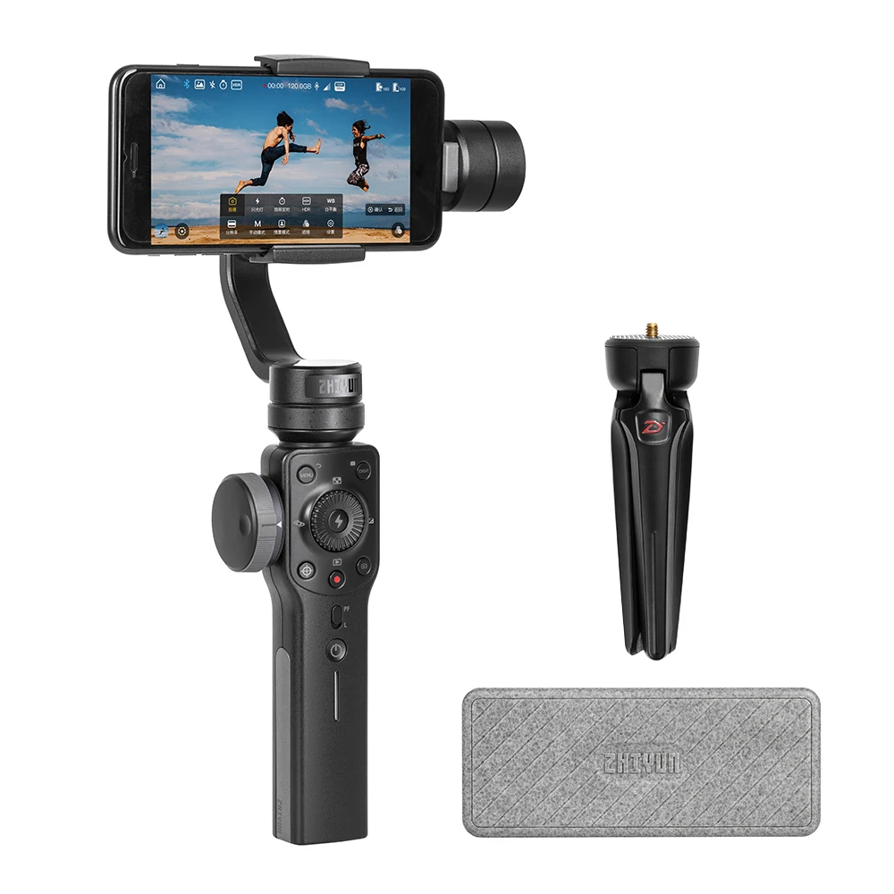 Zhiyun Smooth 4 3-осевой портативный смартфон шарнирный стабилизатор для камеры GoPro фокус тянуть и возражения отслеживания для iPhone X для samsung Galaxy S9 - Цвет: Черный