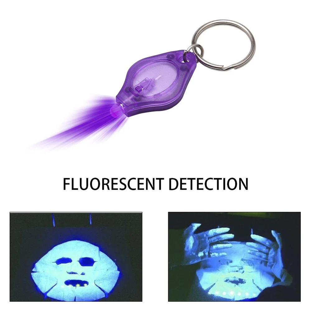 395nm УФ, светодиодный, фиолетовый мини-брелок для ключей светодиодный фонарик факел черный свет лампы Id валютные паспорта для кота собаки домашнего животного Определитель мочи