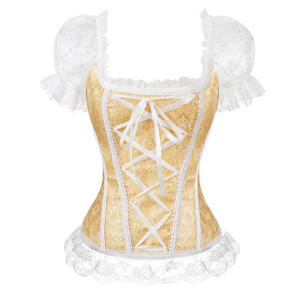 

Plus Size Steampunk Blouse Womans Victorian Shirt Short Sleeve Gothic Lace Shirts Retro Vintage Tops With Bandage Blusa Feminina
