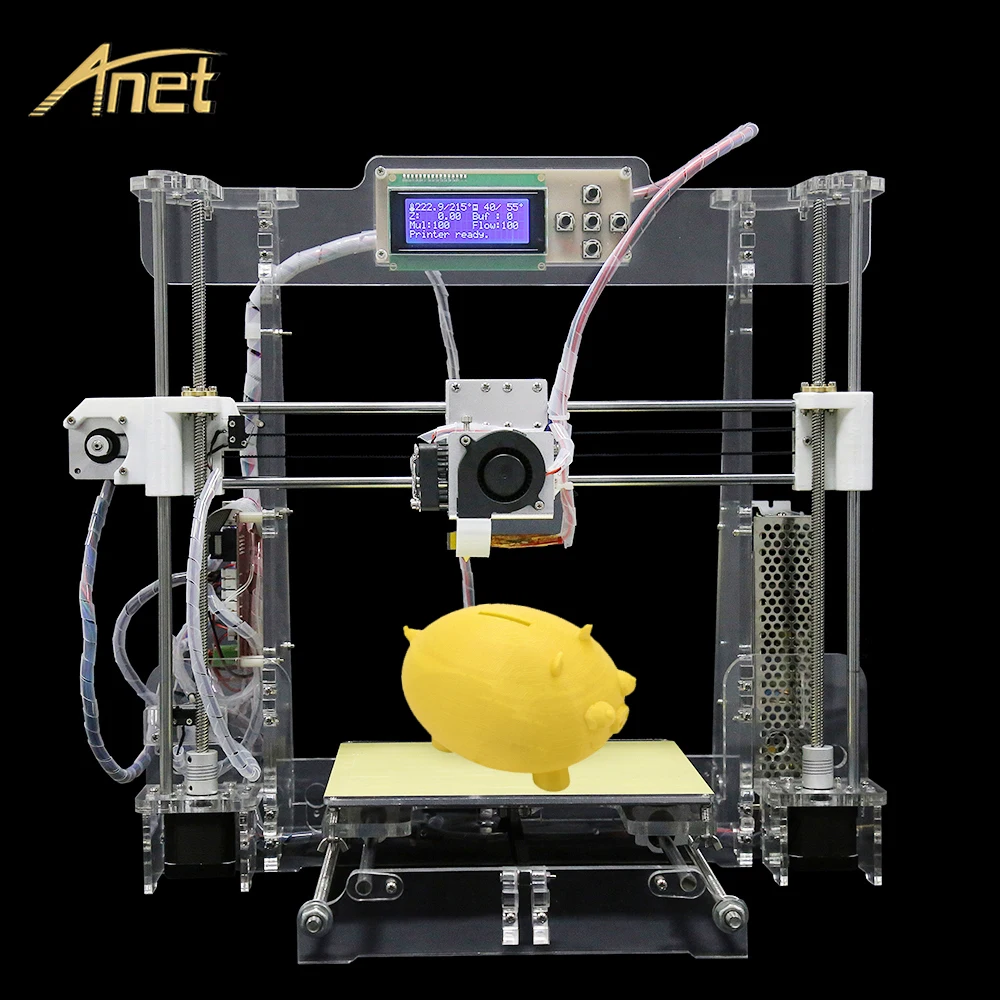 2017 LCD Transparent and Black Anet A8 Precision Reprap Prusa i3 DIY 3D Printer kit 3d-printer Large Printing Size with Filament
