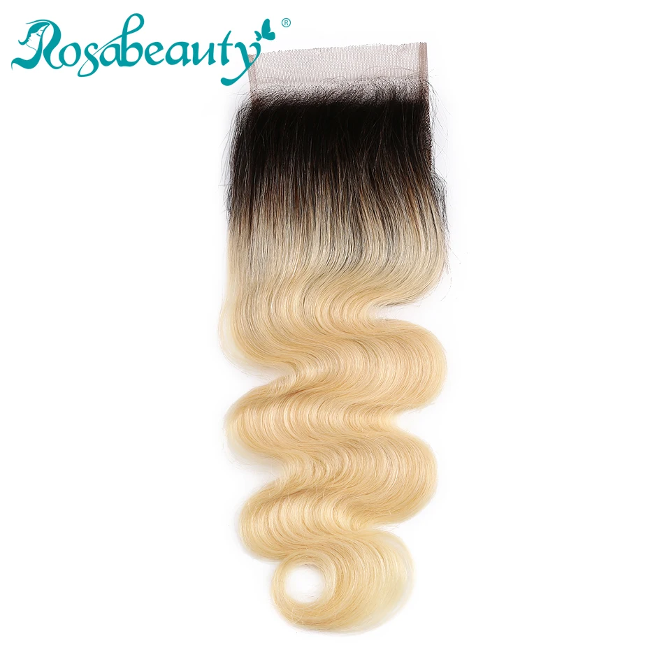 Rosabeauty объемное волнистое кружевное закрытие Омбре светлые темные корни T1B/#613 4x4