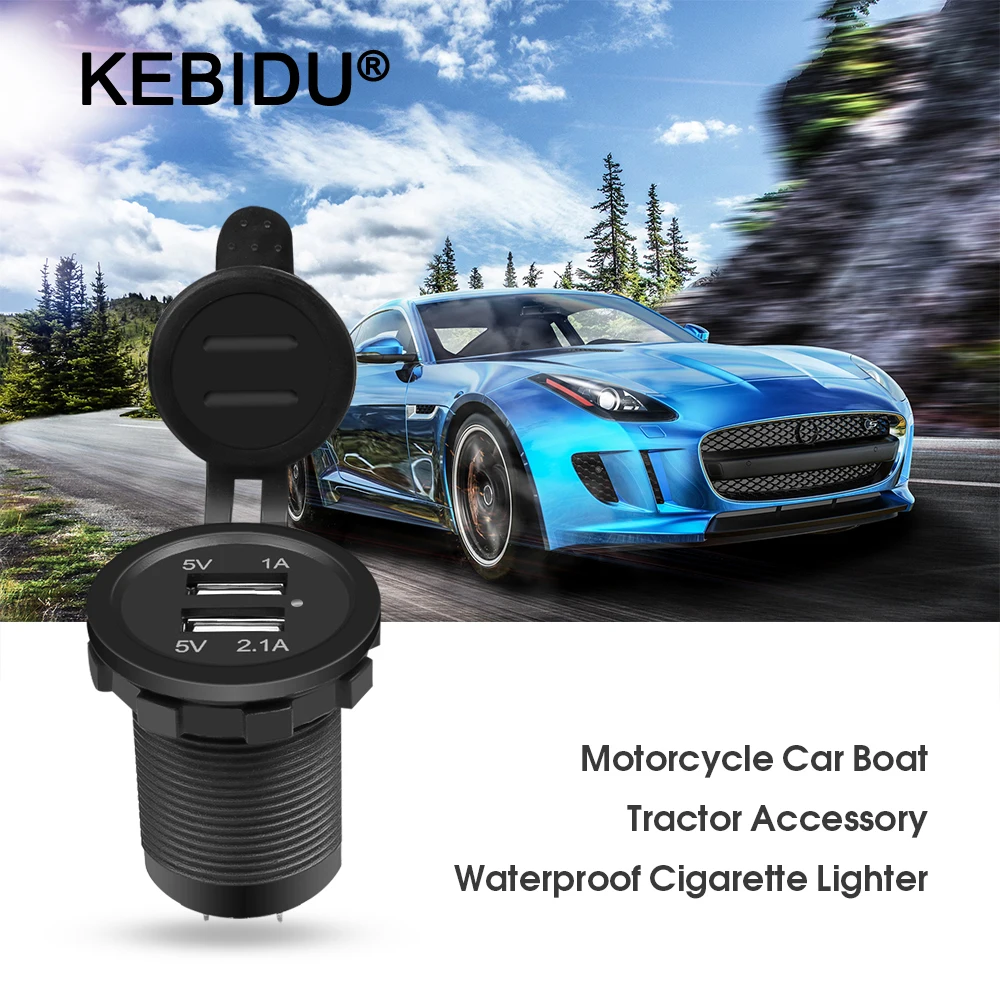 

Portable Universal 5V 2.1A/1A Cigarette Lighter Car Charger USB Vehicle DC12V-32V Waterproof Dual USB Charger Power Socket