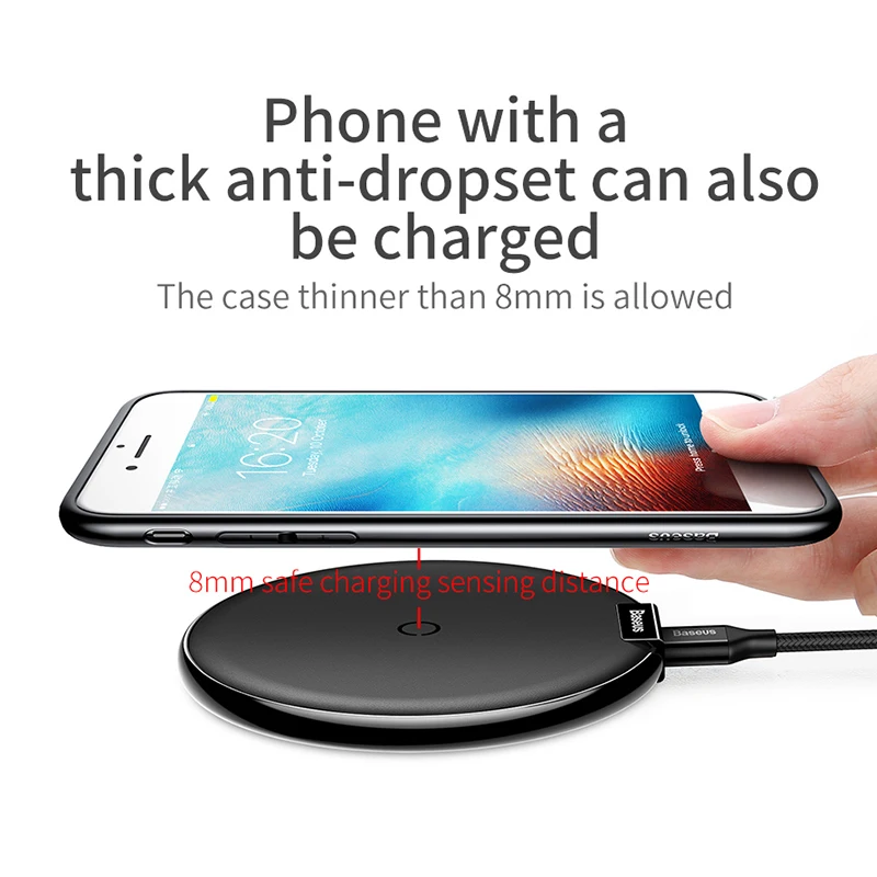  Baseus Qi Drahtlose Ladegerät Pad Für iPhone X XS Max XR 10 W Schnelle Ladegerät Wireless Charging 