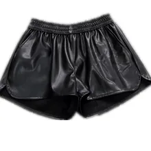Новинка, модные женские Короткие повседневные Широкие штаны из искусственной кожи, женские короткие штаны высокого качества