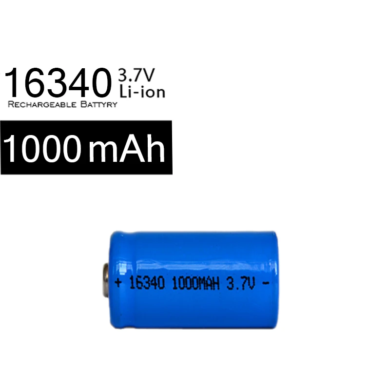 Нейтральный 100 шт Синий CR 123A 16340 3 7 V перезаряжаемый 1000mAh литий ионный