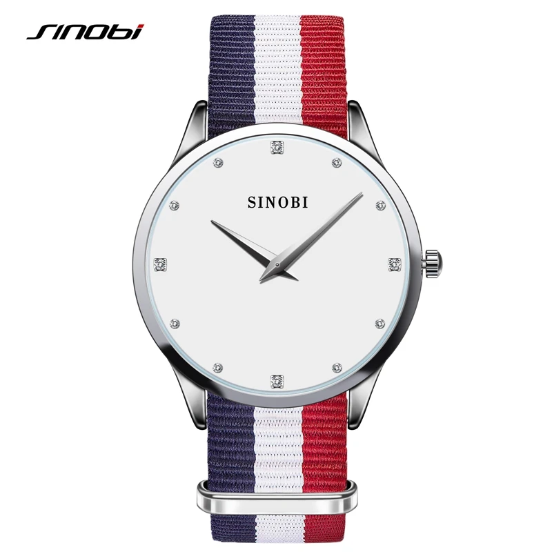 

Sinobi Slim Diamond Quartz Wrist Watches Women Fashion Nylon Strap Watch Luxury Brand Ladies Quartz-watch Wristwatch Reloj Mujer