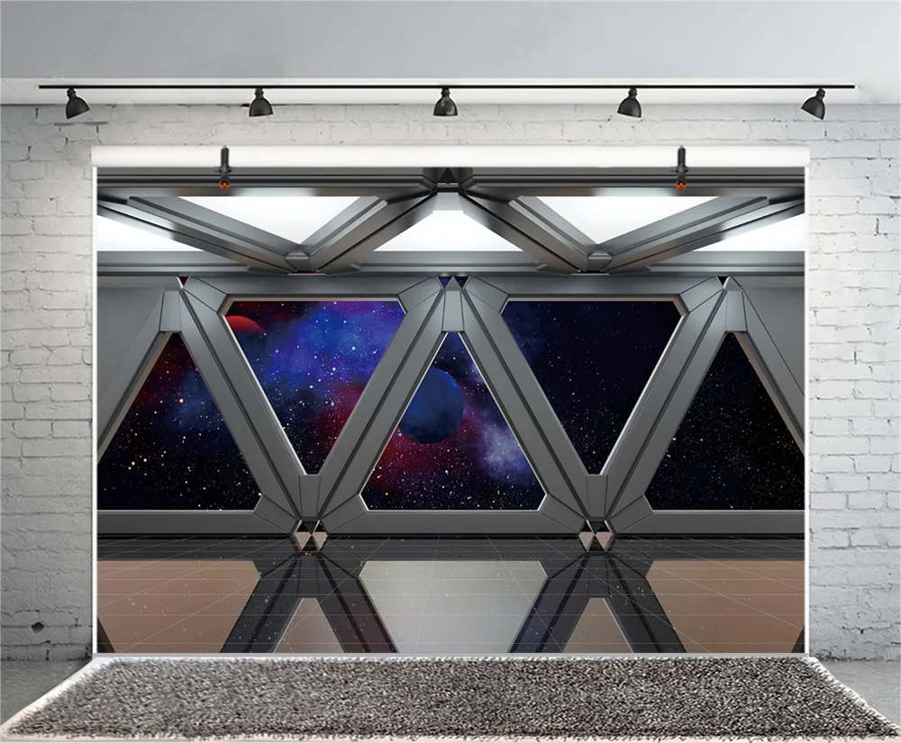 Laeacco Universe Spaceship Interior Nebula Scene Photography Backgrounds Customized Photographic Backdrops For Photo Studio