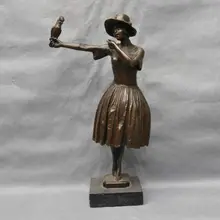 1" Бронзовый женский попугай леди и птица прекрасный актер Искусство Скульптура Статуя сигарета инструменты для приготовления пищи украшения латунь бронза