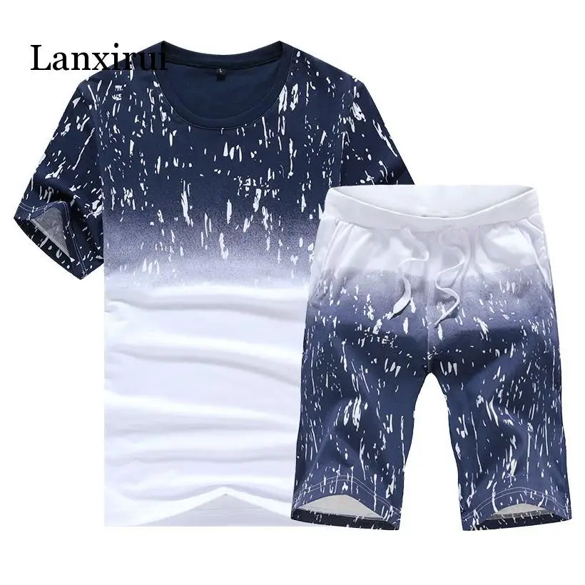 70% OFF 2PCS Summer New Men Shorts Casual Suits Sportswear Mens Clothing Man Sets Tops+Pants Male sweatshirt Men Brand T Shirt Set 4XL