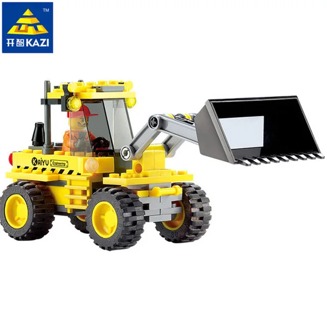 

KAZI 8042 City Playmobil Construction Bulldozer Building Blocks Develop Intellectual Block Assemble Building Bricks Toys Kids