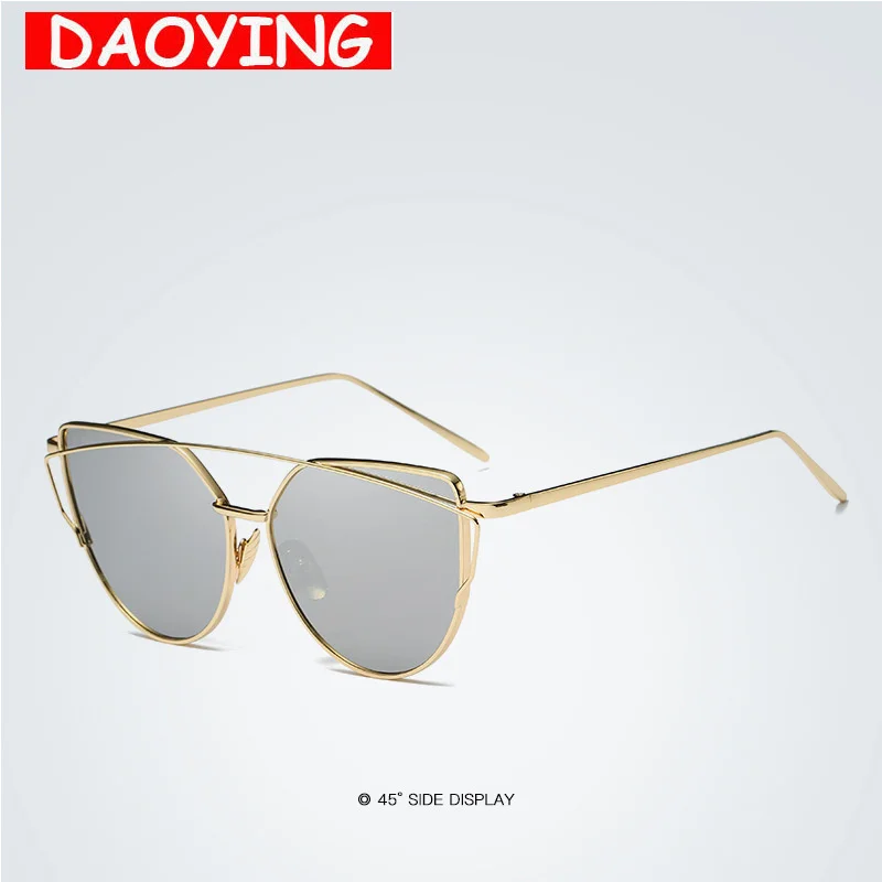 

Fashion Sexy Cat Eye Sunglasses Women Coating Reflective Mirror Diamond Decoration Glasses Female Shades UV400 free shipping