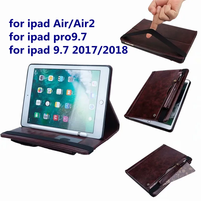 Роскошный деловой откидной Чехол для iPad Air/Air2/Pro 9 7/iPad 7 2017/2018 из натуральной кожи с
