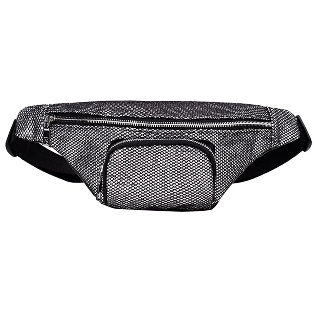 

Women Fanny Pack Sport Waist Bag Fashion Zipper Sequin Chest Bag Package beach Shopping belt bag money holder sac banane9L3