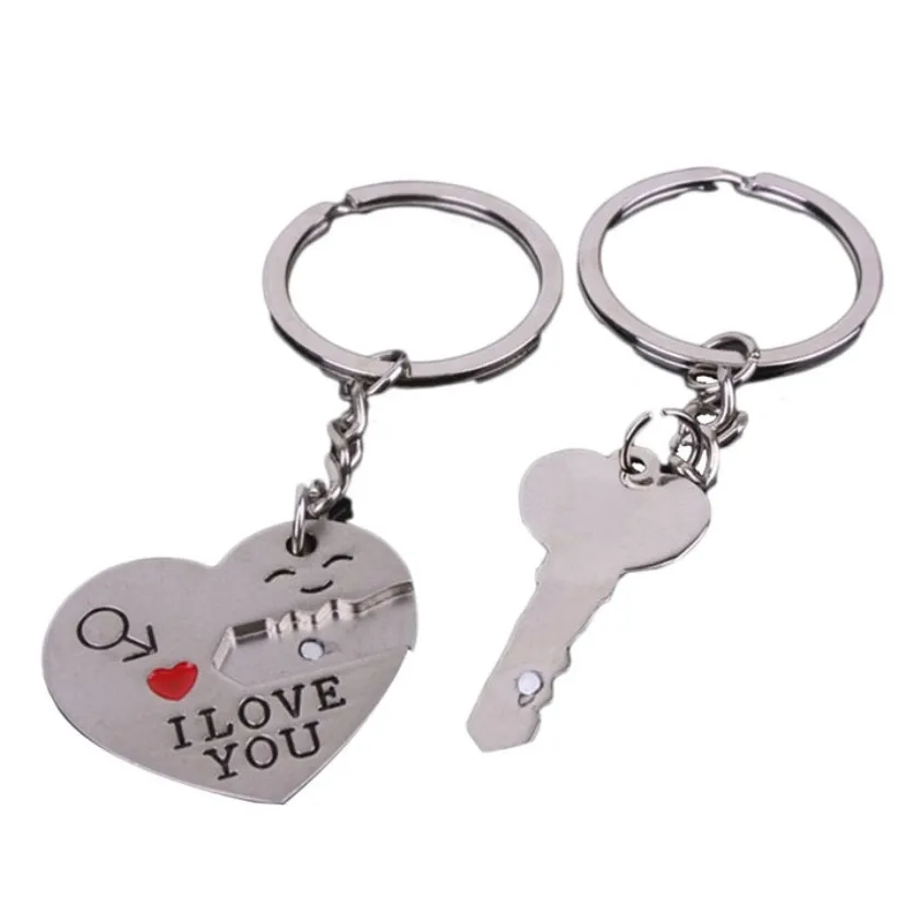 Cute Couple I LOVE YOU Heart Keychain Ring Keyring Key Chain Lover