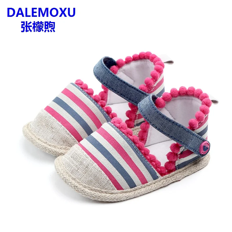 DALEMOXU повседневная обувь для малышей; сандалии с кисточками в полоску для маленьких девочек; летняя нескользящая обувь на мягкой подошве для малышей; обувь для детей 1 года