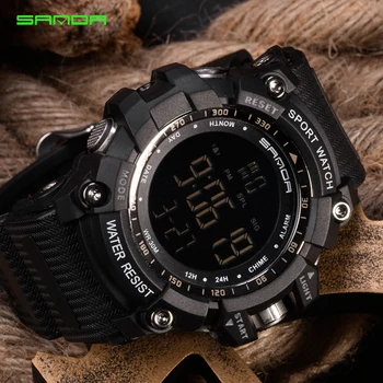 

SANDA Men Sports Watches Countdown Double Time Watch Alarm Chrono Digital Wristwatches 50M Waterproof Relogio Masculino Gifts
