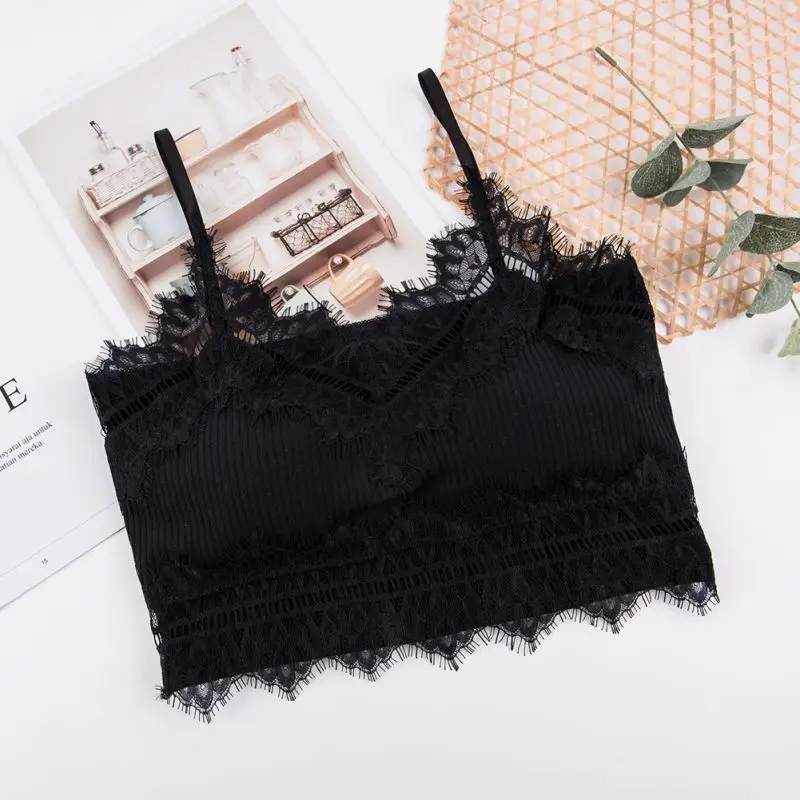 Women-Beautiful-Back-Cropped-Top-Wireless-Lace-Tube-Tops-Camisoles-Underwear-Lingerie