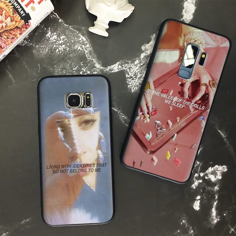 Мягкий силиконовый чехол из закаленного стекла с текстом песни Марина и