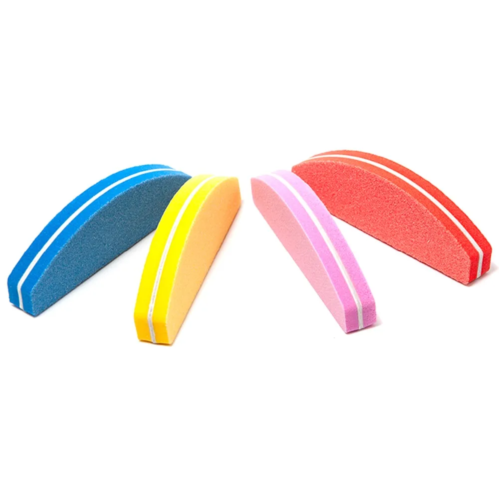 

New 4 Pcs Colorful Professional Nail Files 100/180 Buffing Lime a Ongle Sanding Block Polish Set Sponge Half Moon Mini Nail File