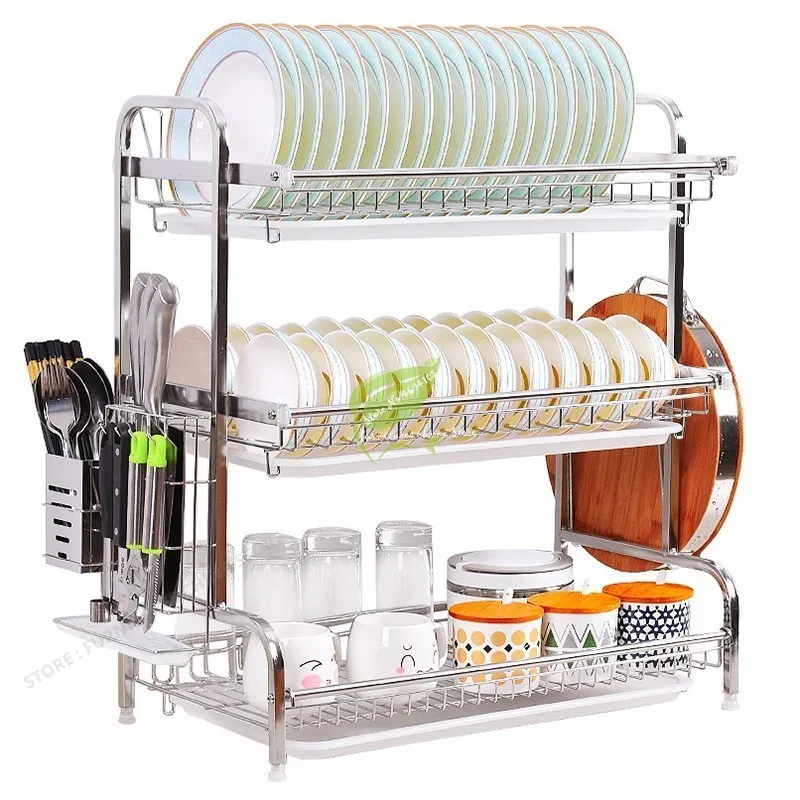 

Kitchen Organizer and Storage Sink Sponge Holder Kitchen Cup Holder Drying Pan Organizer Rack Stainless Steel Housewares