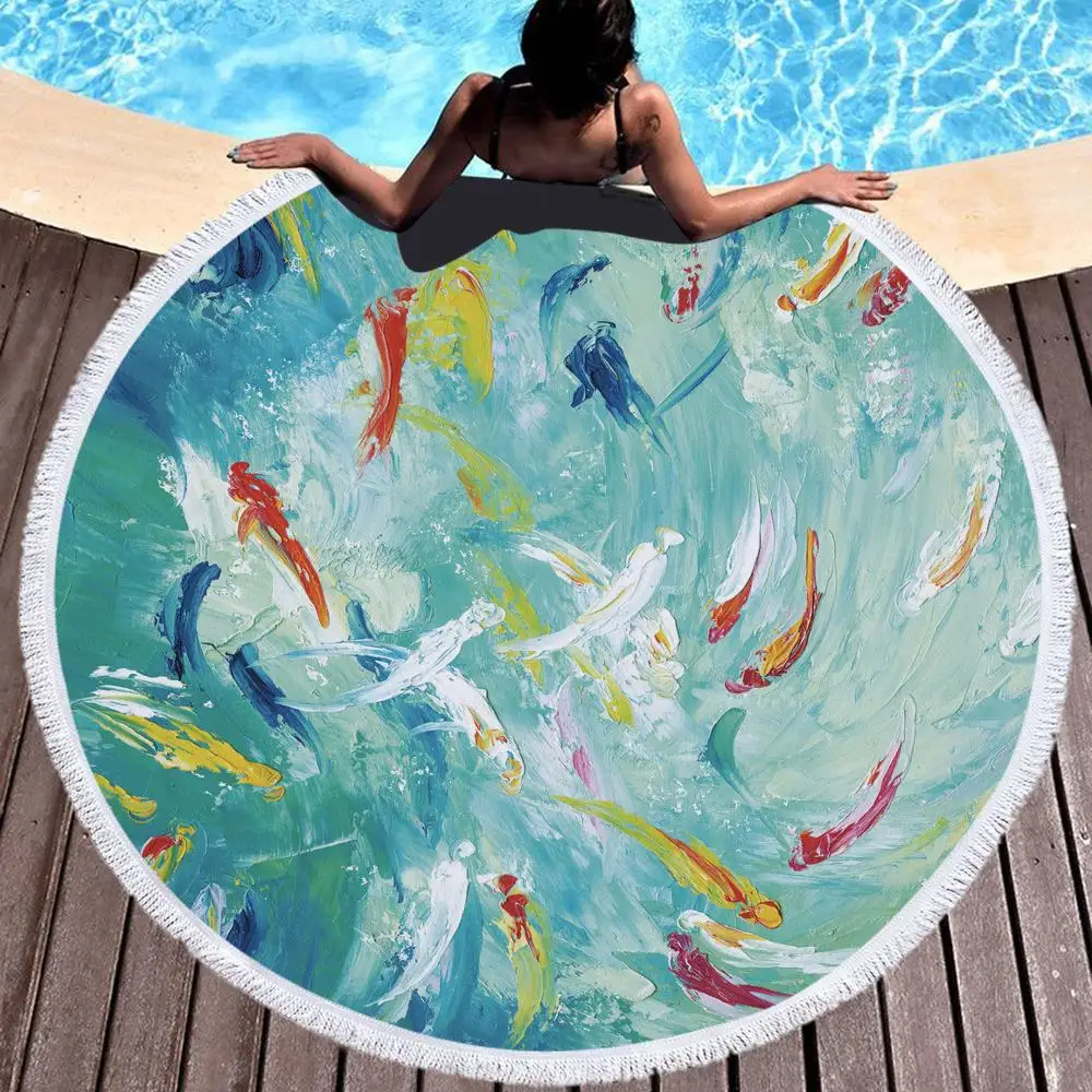 150cm Round Beach Towel Cover Microfiber Beach Towel Bath Towels Sport