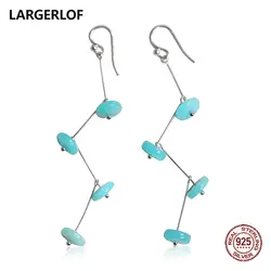 Серьги LARGERLOF из серебра 925, женские серьги-капли Lapis, 925, серебряные ювелирные изделия, винтажные серьги для женщин EG41223