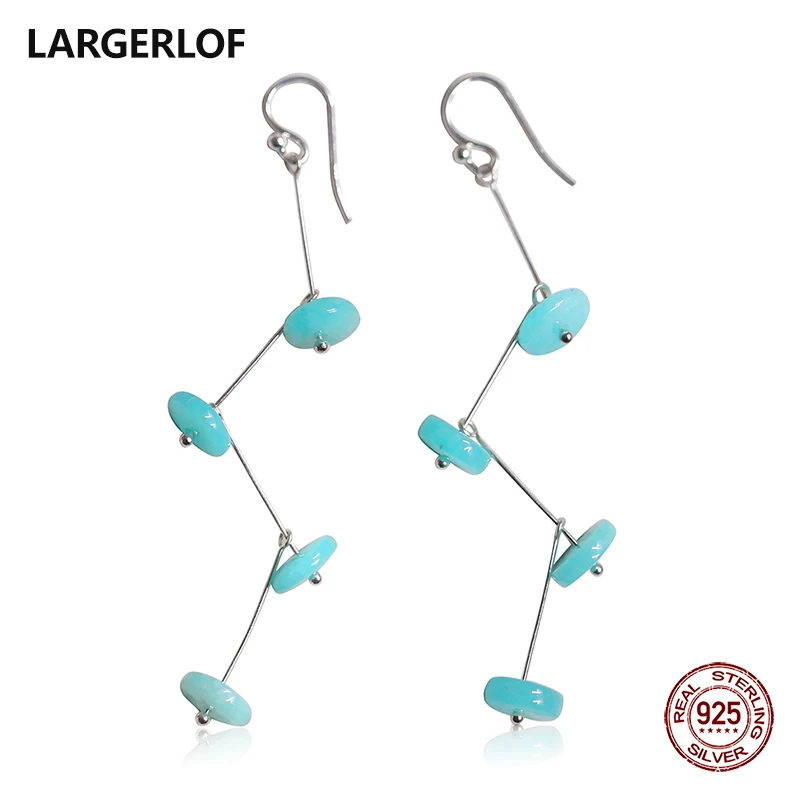 

LARGERLOF Silver Earrings 925 Women Lapis Drop Earrings 925 Silver Jewelry Vintage Earrings For Women EG41223