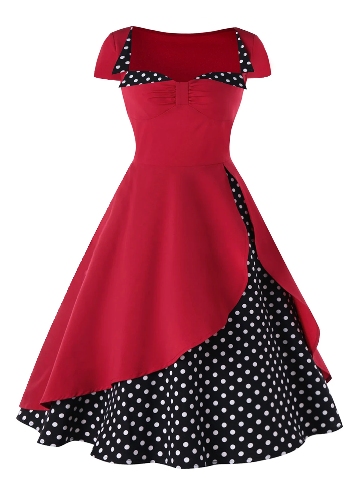 Gamiss Polka Dot High Waisted Pin Up Dress Summer Women Vintage Hepburn