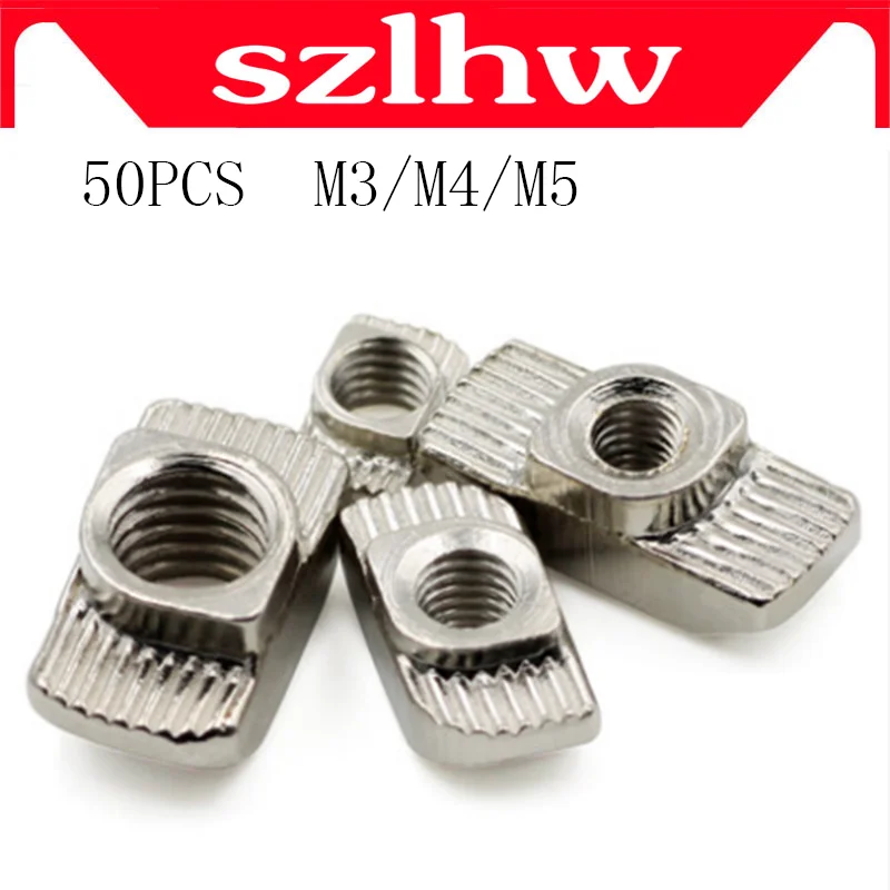 

50PCS M3/M4/M5*10*6 For 20 Series Slot T-nut Sliding T Nut Hammer Drop In Nut Fasten Connector 2020 Aluminum Extrusions HW109