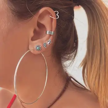 

New Fashion Personality Retro Big Earrings Oorbellen Love Heart Elephant leaves Earrings Combination Free Shiping