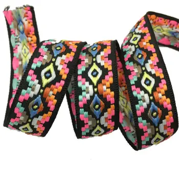 

ZERZEEMOOY 7/8'' 25mm 10yard/lots 100% polyester Zakka Handmade mix color geometry Woven Jacquard Ribbon dog chain accessories