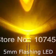 100 шт./лот! 5 мм Мигающий Желтый светодиодный(5000mcd) 5 мм Мигающий Желтый светодиодный светильник 5 мм светодиод