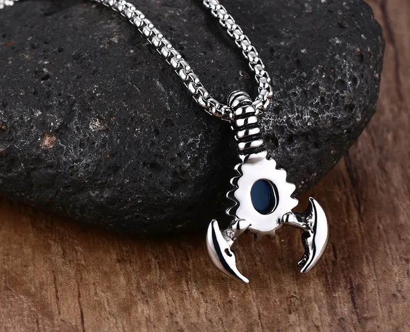 Metal Color: Silver Plated Davitu Cool Retro Stainless Steel 3D Scorpion Pendant Necklace Ethnic Fashion Animal Jewelry for Women and Men Lover LHP015