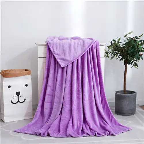 Сплошной цвет, супер мягкие фланелевые одеяла, коралловый флис, зимняя простыня, покрывало для дивана, покрывало из искусственного меха, одеяла для кровати - Цвет: Light Purple