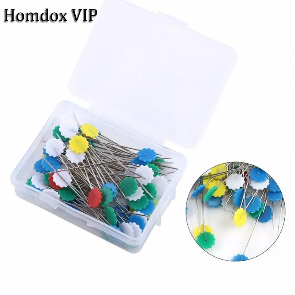 

100Sets/lot Sewing Accessories Patchwork Flower/Bow tie/Button Pins Sewing Pin With Box DIY Sewing Patchwork Pins Arts Crafts