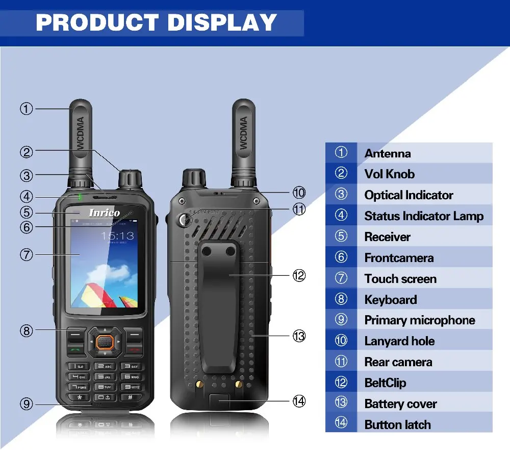 

WCDMA GSM 3G network two way radio SIM card WIFI GPS bluetooth group calls signal calls trunking walkie talkie