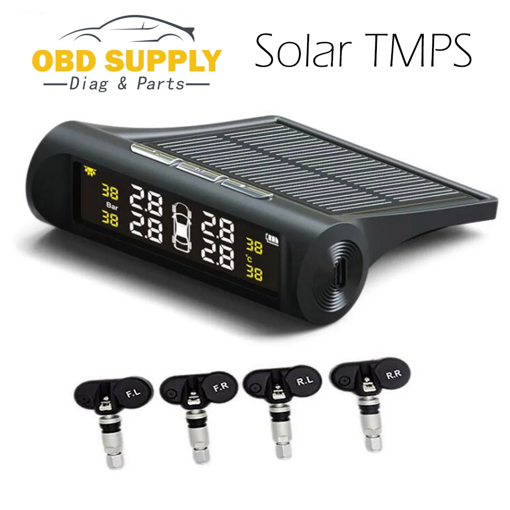 Kopen Solar Auto TPMS Bandenspanning Reset Systeem Bandenspanningscontrolesysteem Binnen Digitale LCDMonitor AutoCars Veiligheid Alarmsysteem