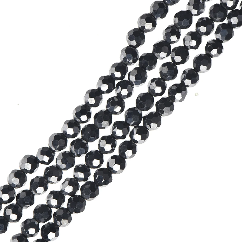 

Glittering Black 3mm-2mm Terahertz Stone Faceted Health Energy Stone Loose Beads 15inch Making jewelry H529