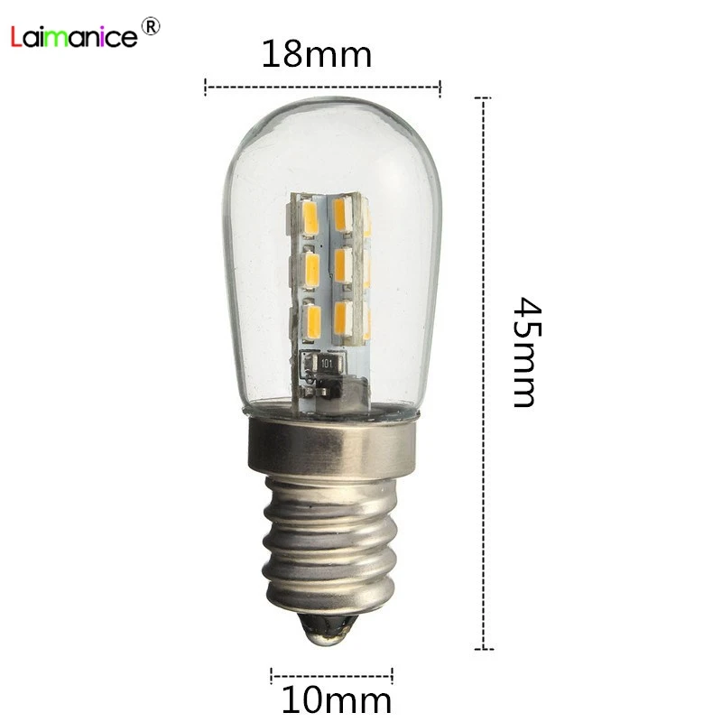 Светодио дный лампочки E12 2 W 3014 SMD 24 светодио дный высокий яркий Стекло абажур Чистый теплый белый освещения 220 V для швейной машины