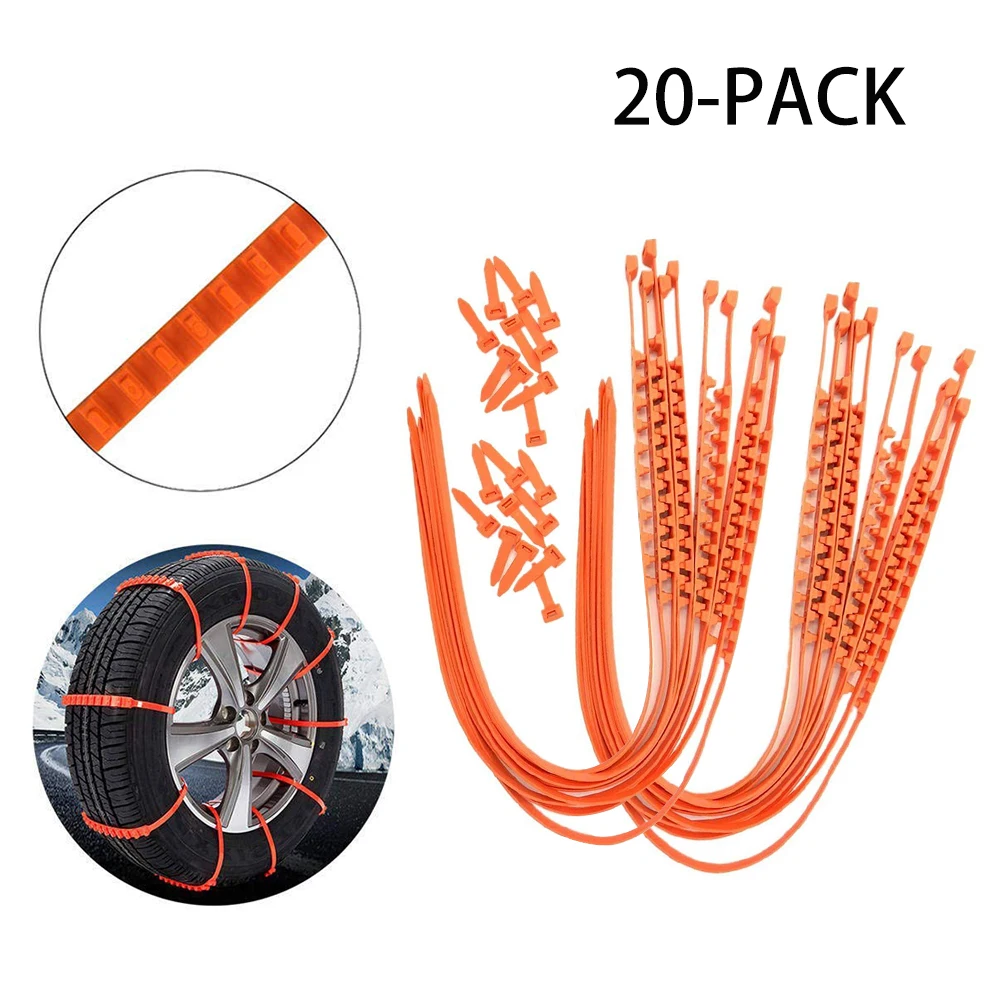 ALEKO SCP01 Universal Emergency Anti-Skid Snow Chain Zip Tie Kit Orange Lot of 10 