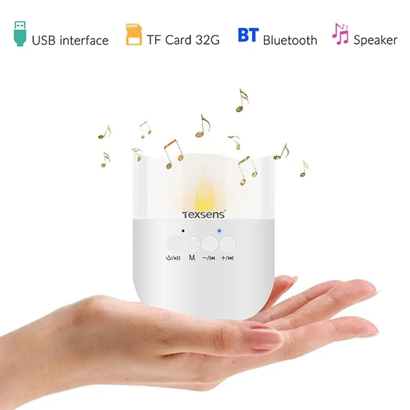 

Portable Mini Bluetooth Speaker Wireless Lamp LED Candle-Shape Light Smart Music Player Audio TF For Home Bedroom